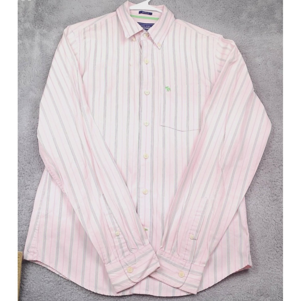 Abercrombie & Fitch Shirt Mens Medium Pink Stripe Long Sleeve Button Down Casual - Picture 1 of 9